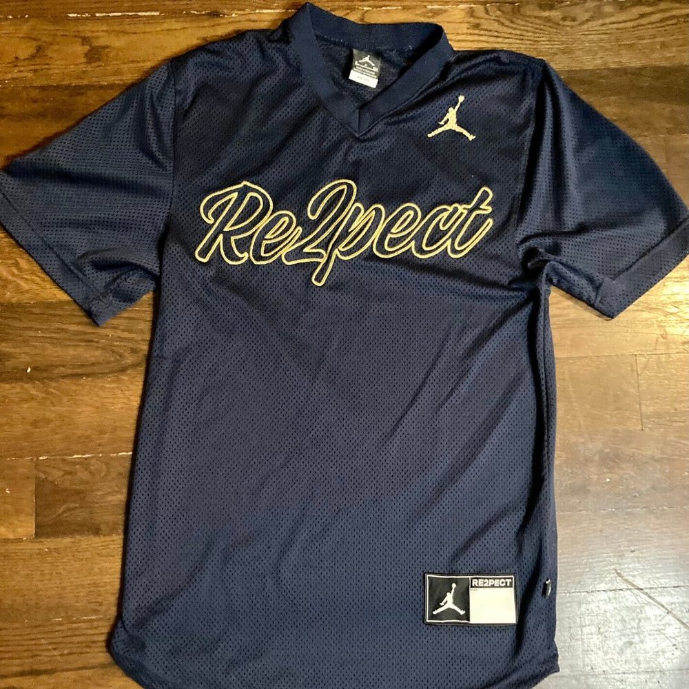 Nike Jordan Jeter Mesh T-Shirt Mens S Drk Blue RE2PECT Jumpman MLB Baseball